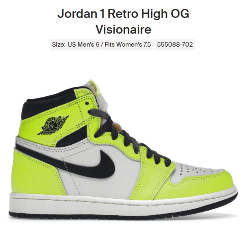 SIZE 6M / 7.5W - Jordan 1 Retro High OG Visionaire - 555088-702 - AUTHENTIC NEW!